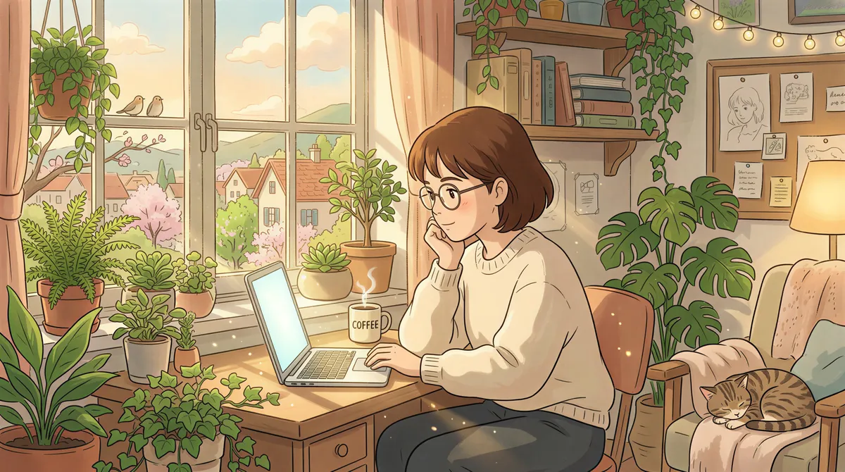 Freelancer looking at different software pricing plans on a laptop in a cozy room