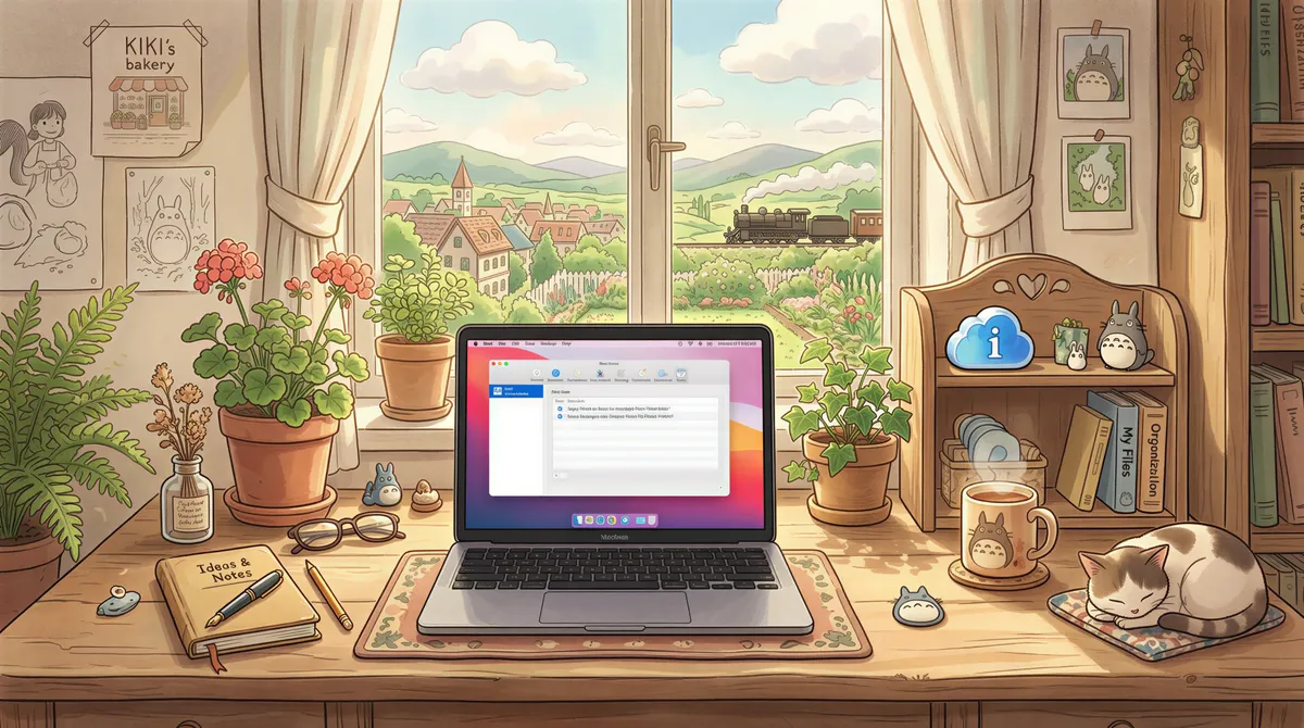 Illustration showing iCloud Mail and iCloud Drive separated by a communication gap