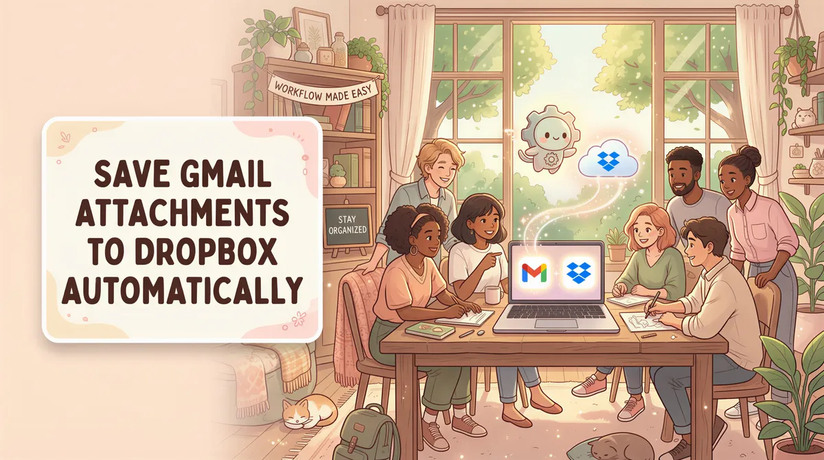 Gmail + Dropbox automation banner for saving attachments