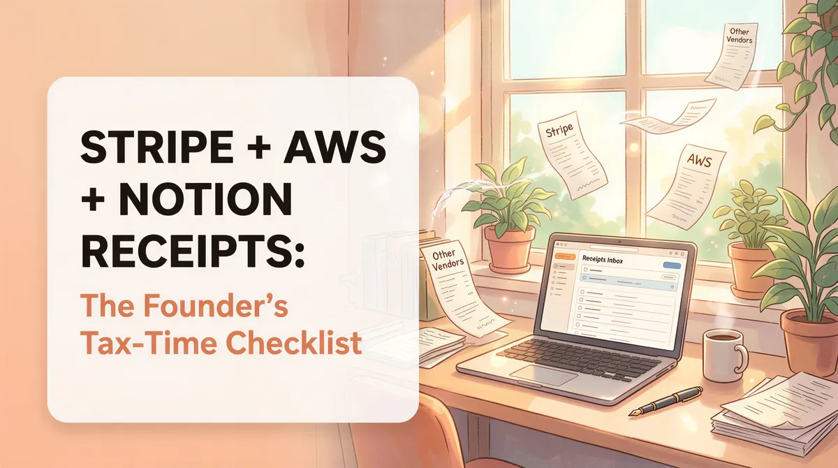Stripe, AWS, and Notion receipts: a founder's tax-time checklist in a cozy Studio Ghibli style