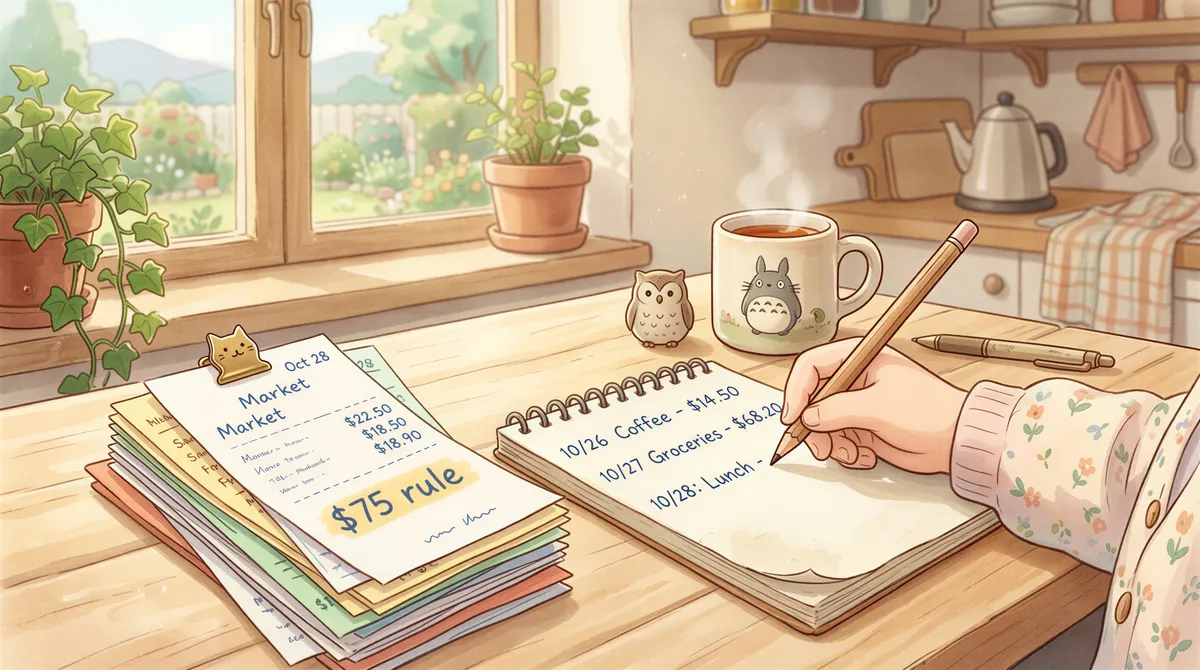 Receipts under $75 do not require a receipt but can be substantiated