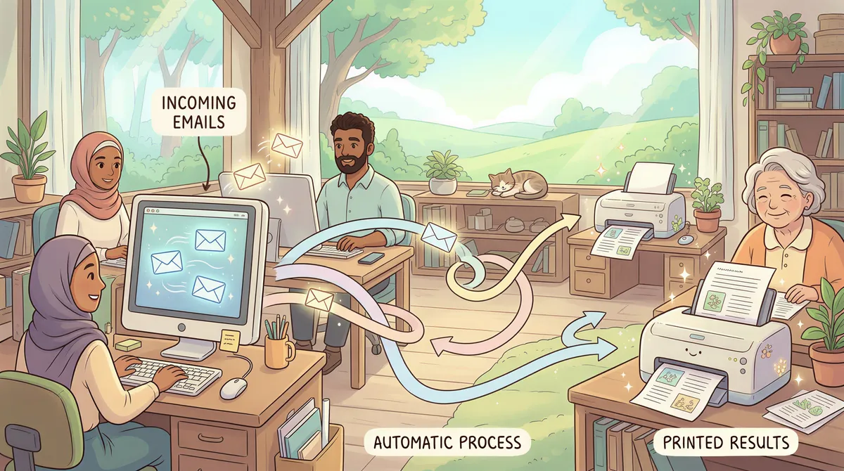 Illustration of why automations work with email-to-print flow