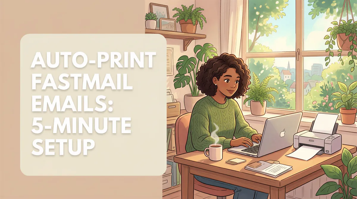Studio Ghibli-inspired banner for Auto-Print FastMail Emails: 5-Minute Setup