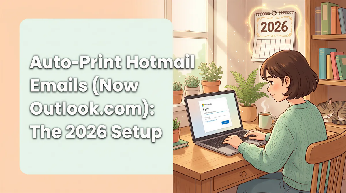 Auto-print Hotmail emails now Outlook.com in 2026 setup
