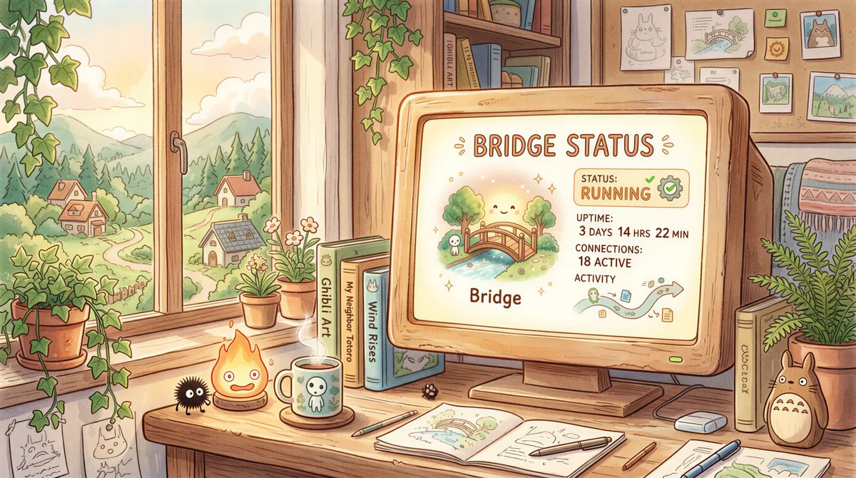 Bridge must be running reminder with a small computer and Bridge icon