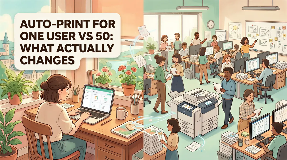AutoPrint: single user vs 50 users — what actually changes