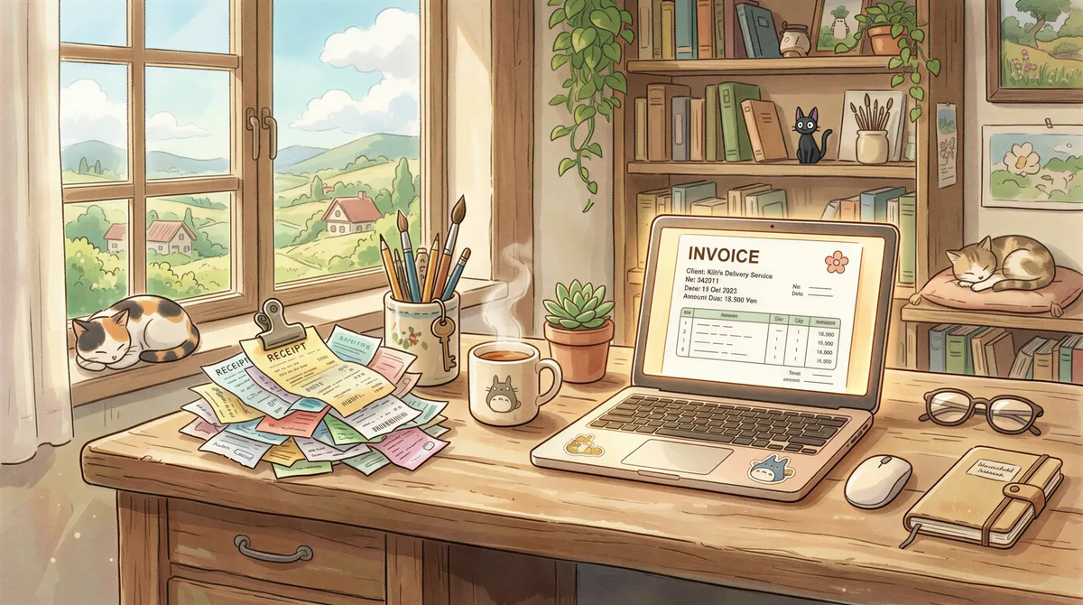 Desk with multiple receipts versus a single team invoice