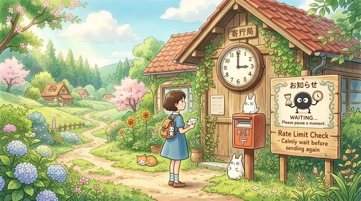 Imap rate limits and gotchas illustrated in a warm Studio Ghibli style