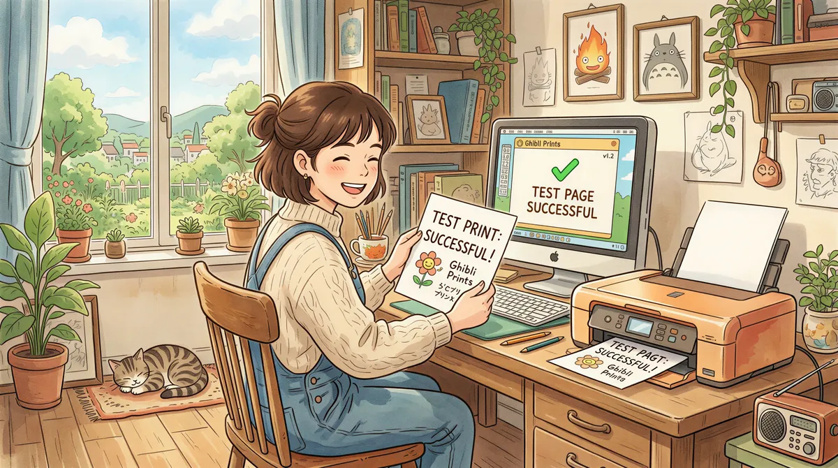 Testing AutoPrintEmail with a printer printing a test page