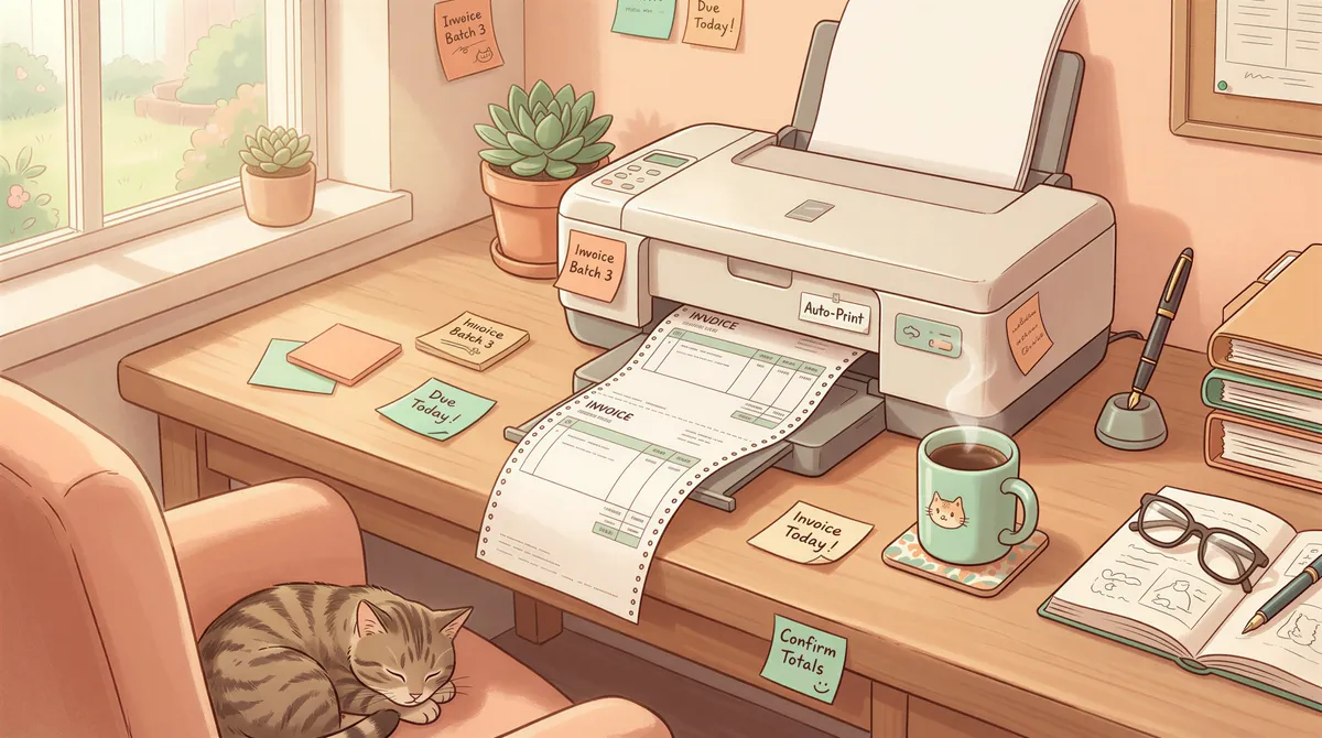 Auto-Print for in-office filing in a Studio Ghibli-inspired office