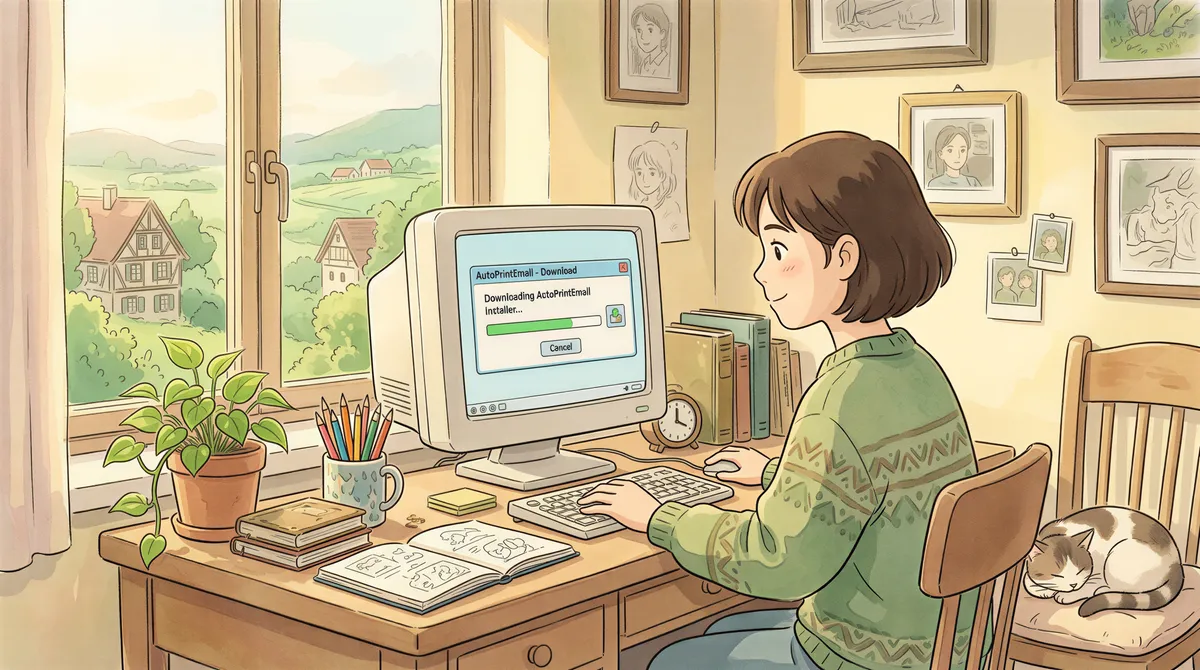Step 1: Download AutoPrintEmail on a cozy desk