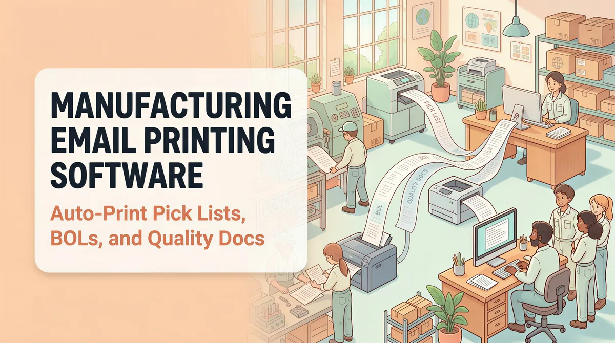 Studio Ghibli-inspired banner for manufacturing email printing software
