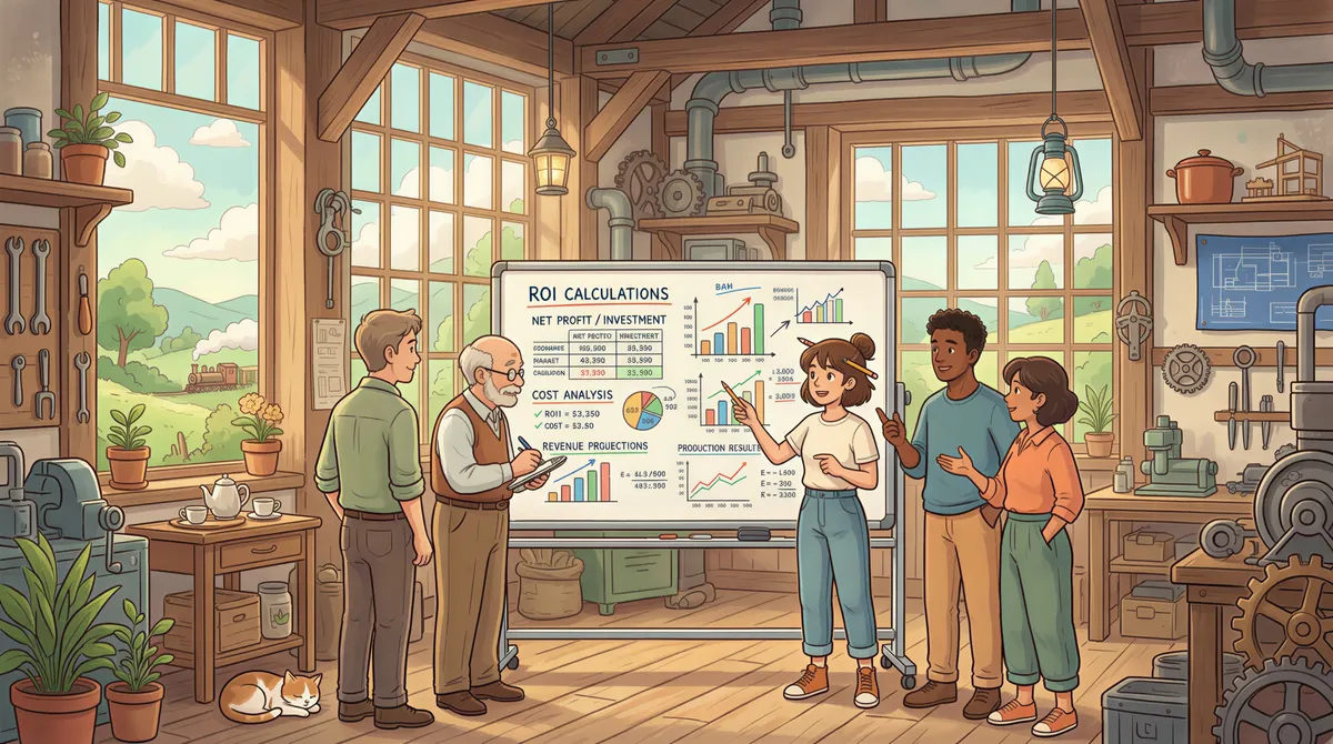 ROI math illustration for manufacturing auto-print