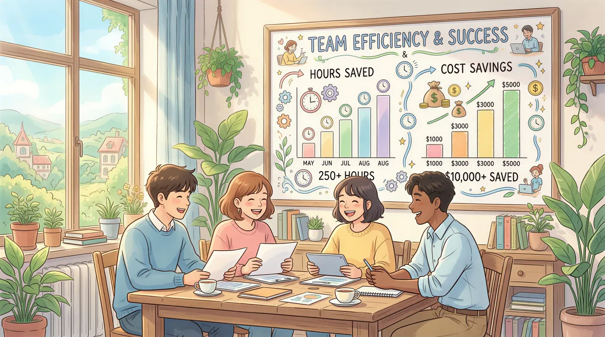 ROI illustration showing time and cost savings from auto-printing in a vet clinic