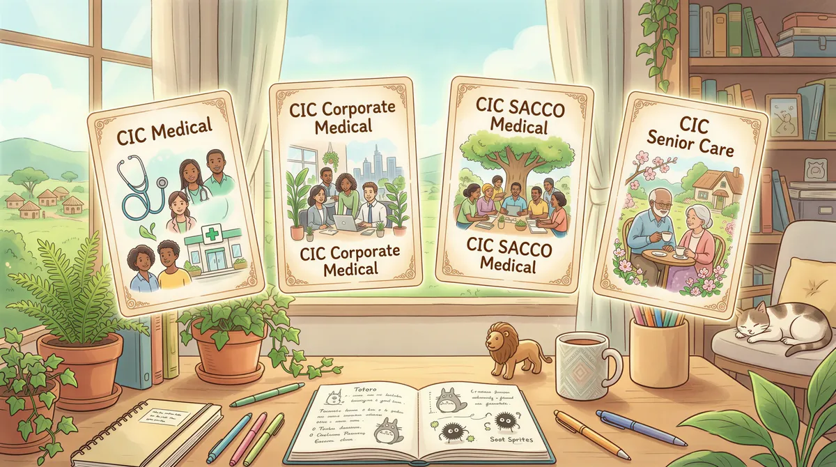 CIC Health Product Portfolio cards showing CIC Medical, Corporate Medical, SACCO Medical, and Senior Care