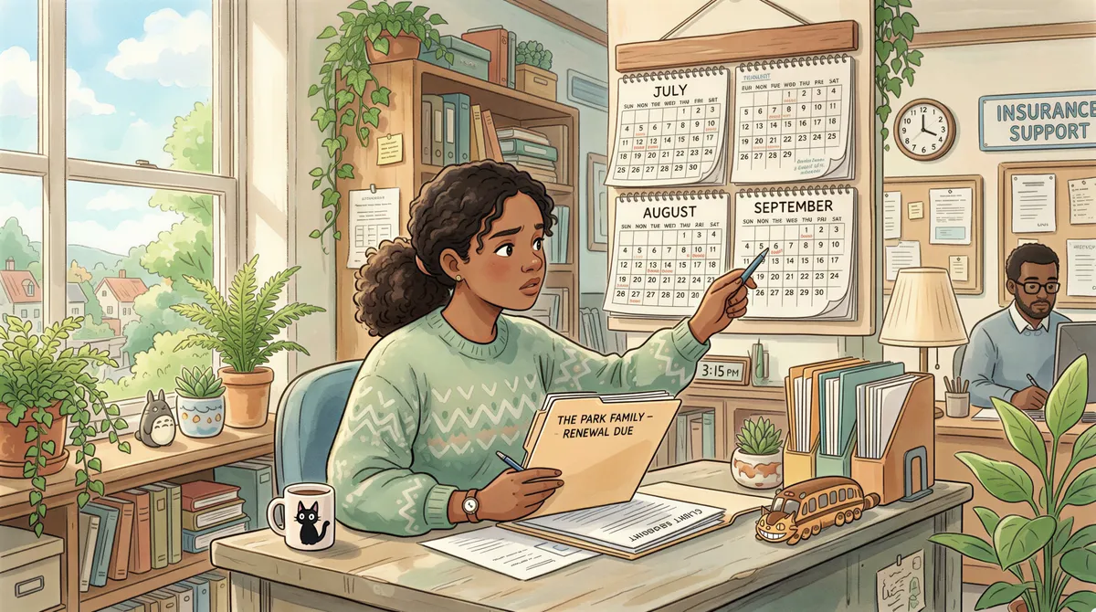 Agent visibly concerned as months pass with no contact, in a warm, Studio Ghibli-inspired setting