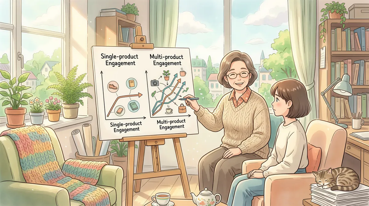Advisor and client reviewing a chart showing gaps between single-product and multi-product relationships