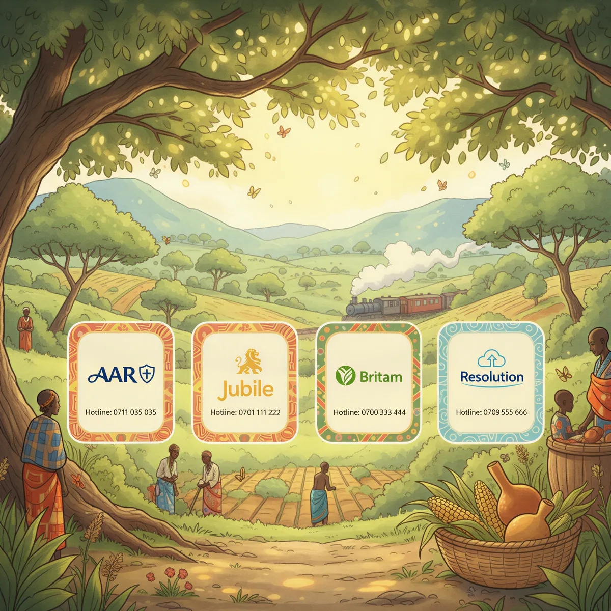 Insurer contacts cards visual for top Kenyan insurers
