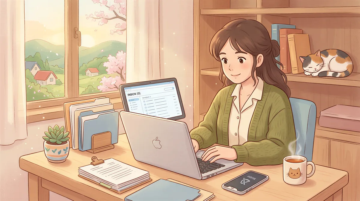 Minimizing email time for insurance agents in Studio Ghibli-inspired setting