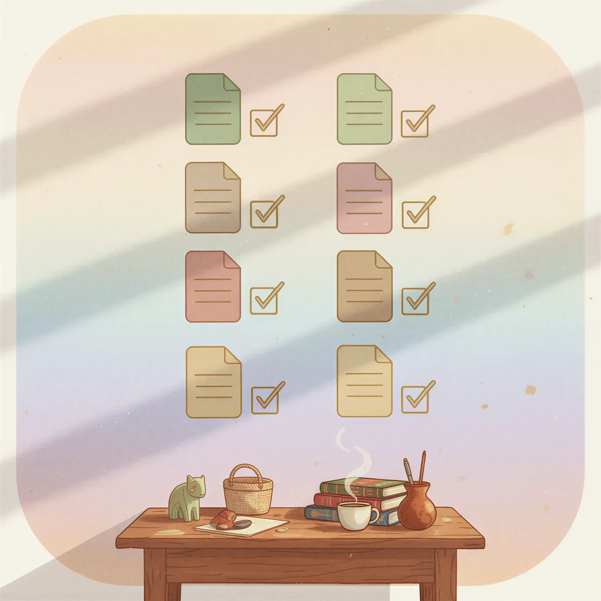 Checklist graphic showing all 8 required documents with checkboxes