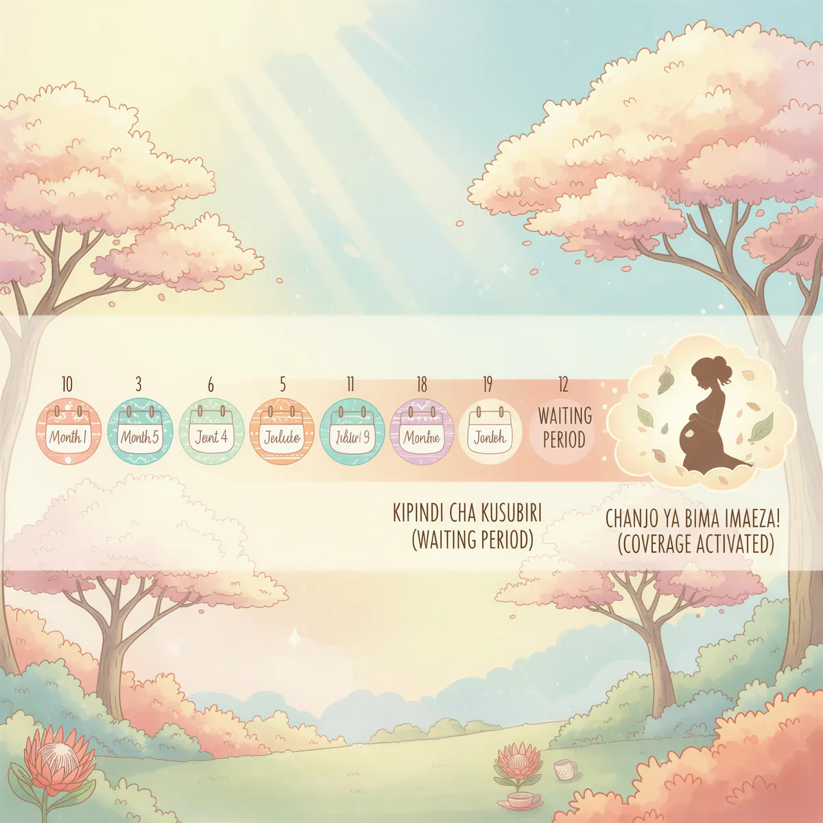 Timeline showing waiting period and activation