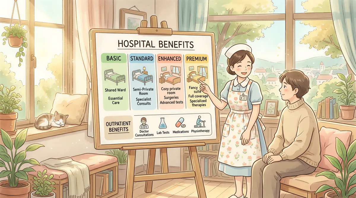 Visual chart of inpatient and outpatient benefits across tiers