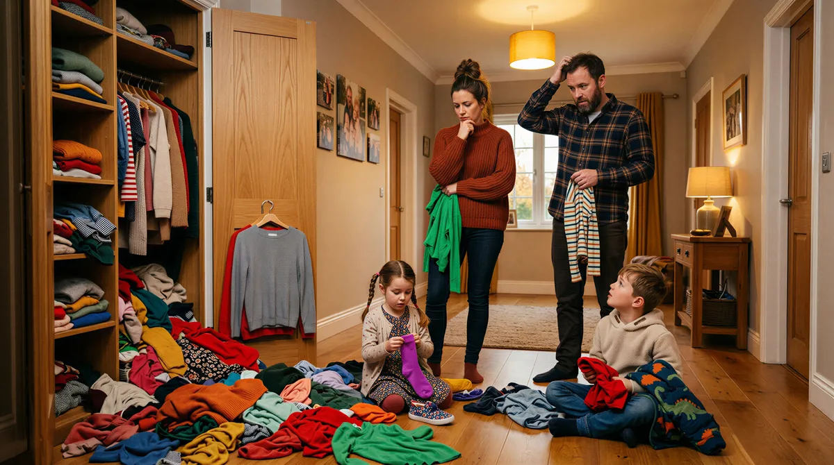 Common pitfalls in coordinating family outfits for photos, cluttered closet mishaps