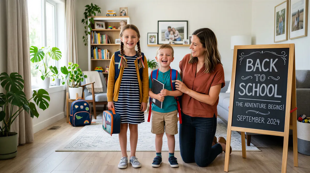 Back-to-school portrait ideas with kids and signs