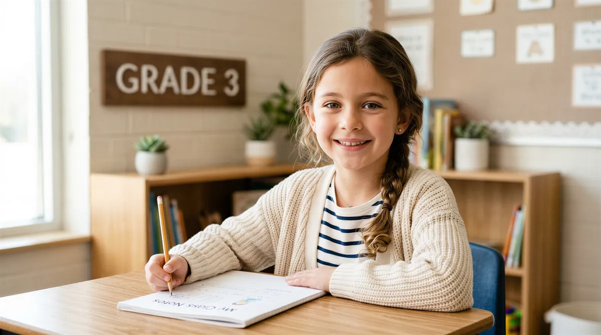 Solo kid grade portrait with simple backdrop