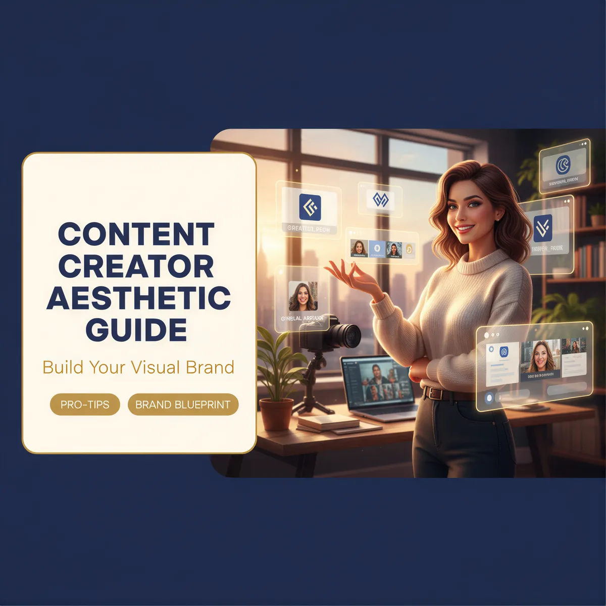 Professional content creator showcasing a cohesive, recognizable visual brand across multiple devices like a phone and laptop.
