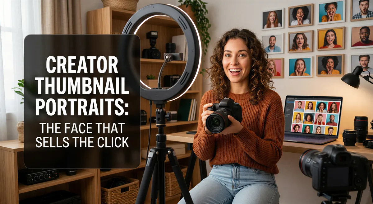 Realistic banner for Creator Thumbnail Portraits: The Face That Sells the Click