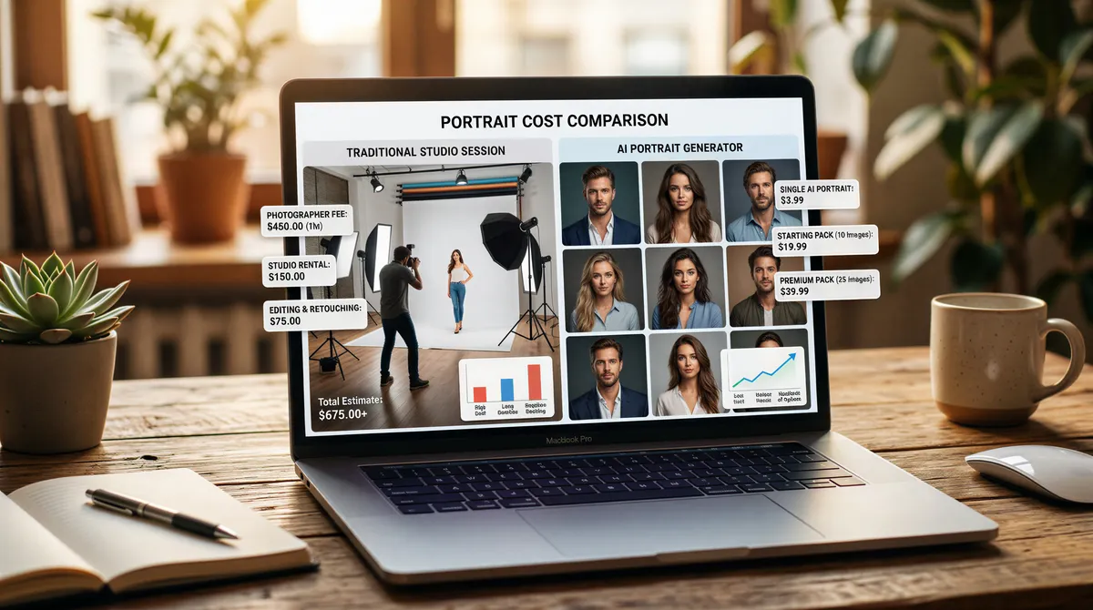 Cost comparison between studio sessions and AI portraits