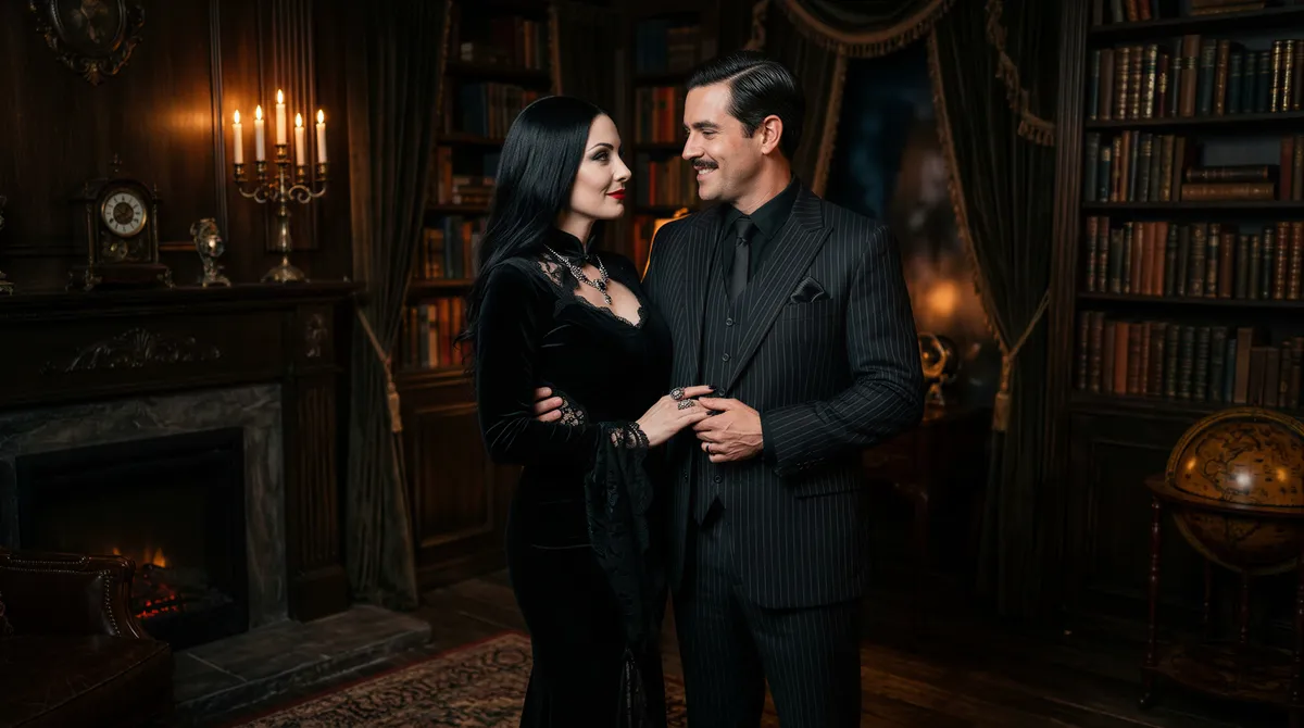 Couple dressed as a classic iconic duo in editorial styling