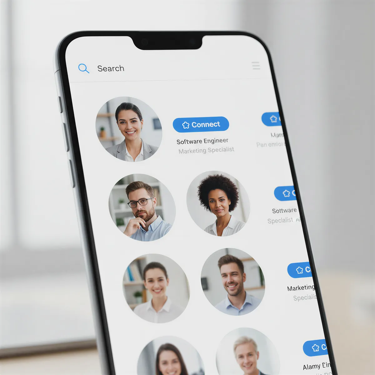 Visual representation of LinkedIn search results showing multiple profile photos, highlighting the visual competition among candidates.