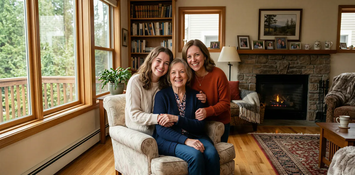 Three-generations portrait with grandma, mom, and daughter