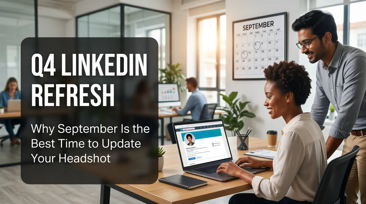 Banner for Q4 LinkedIn refresh explaining why September is the best time to update your headshot