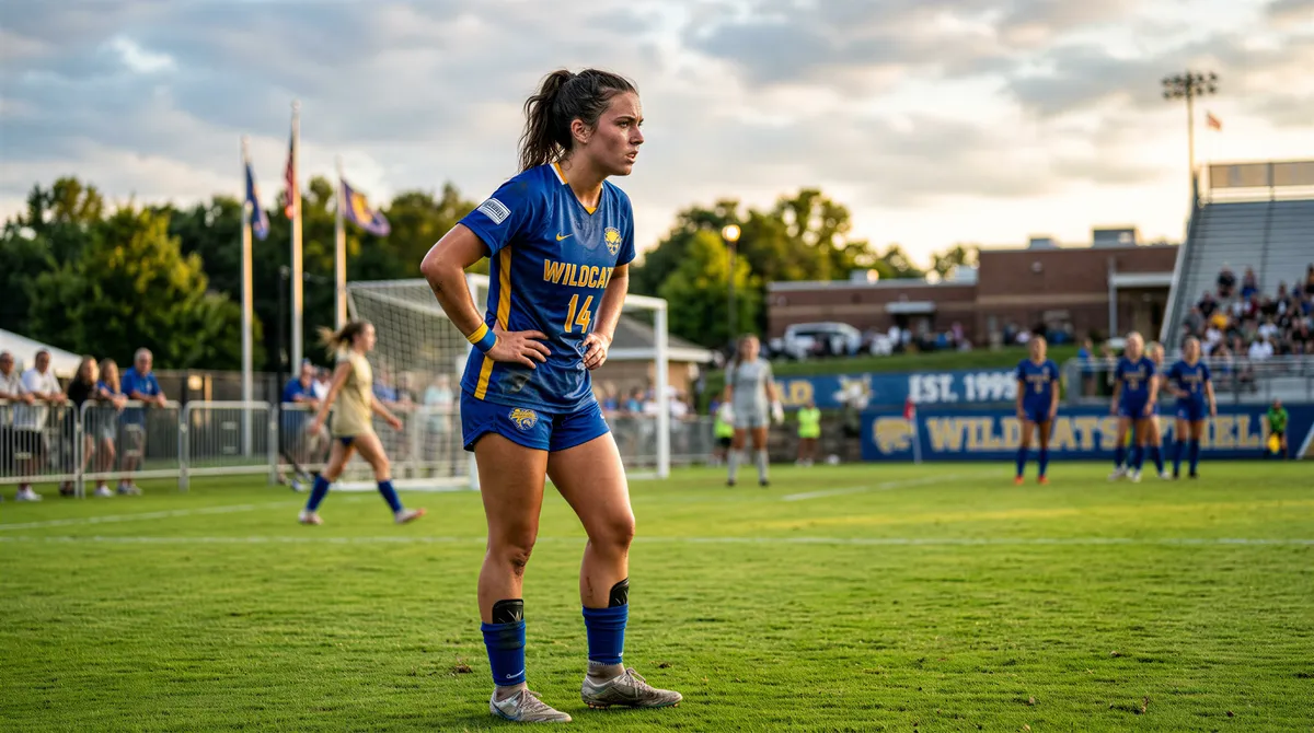 Athletic senior portrait in uniform on field