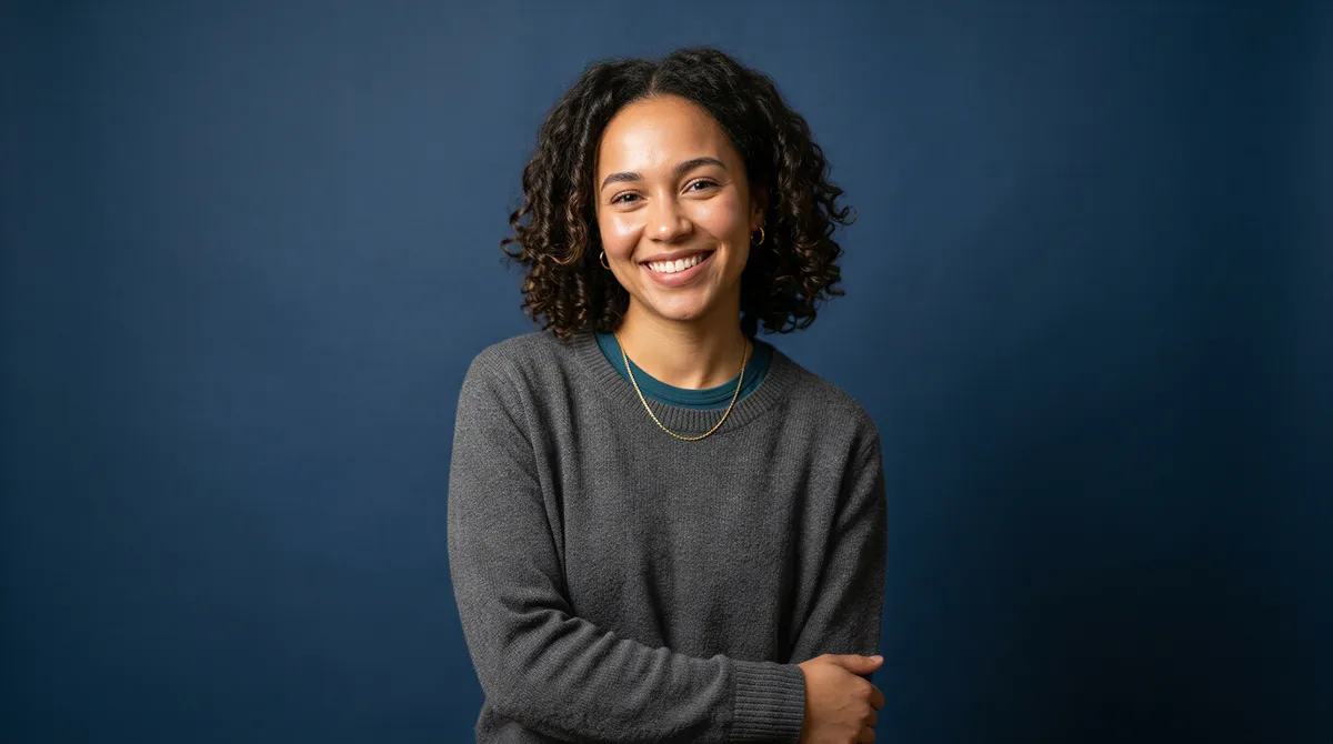 Classic yearbook headshot with clean backdrop and flattering light