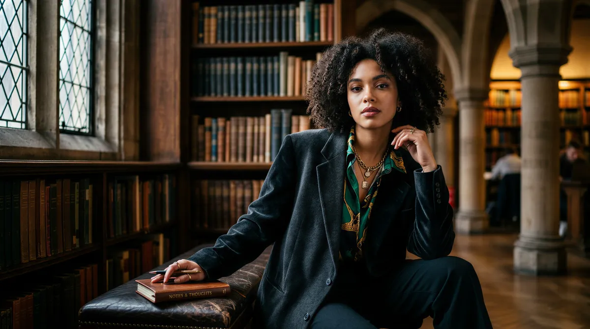 Editorial Vogue portrait with dramatic lighting