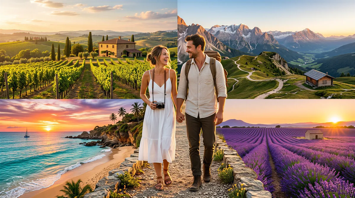 AI-generated engagement portraits with multiple backdrops