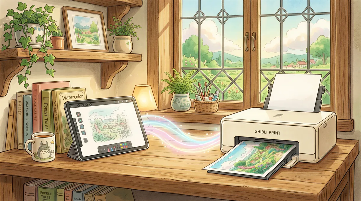 Wireless network connection between devices and printers in a cozy shop