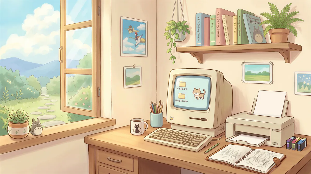 A desktop computer and local printer setup in a quiet office space