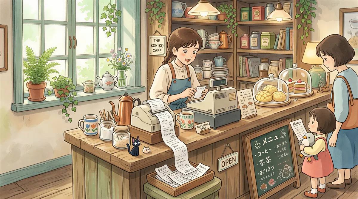 A printer successfully outputting order receipts in a small cafe environment