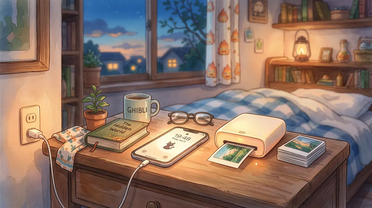 An active smartphone kept plugged in and awake next to a printer
