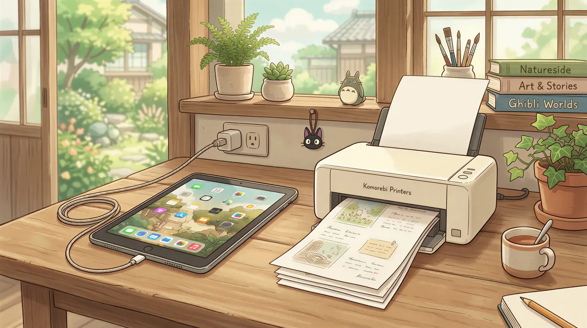 An old tablet next to a modern wireless printer printing out documents automatically