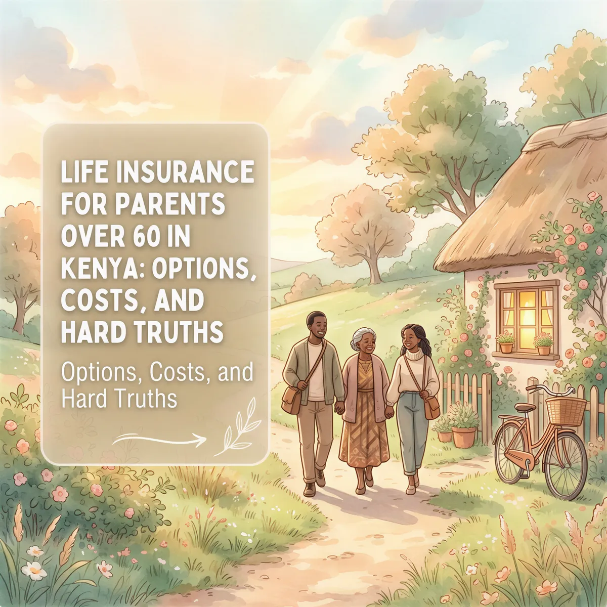 Life insurance options for parents over 60 in Kenya with warm Studio Ghibli vibe