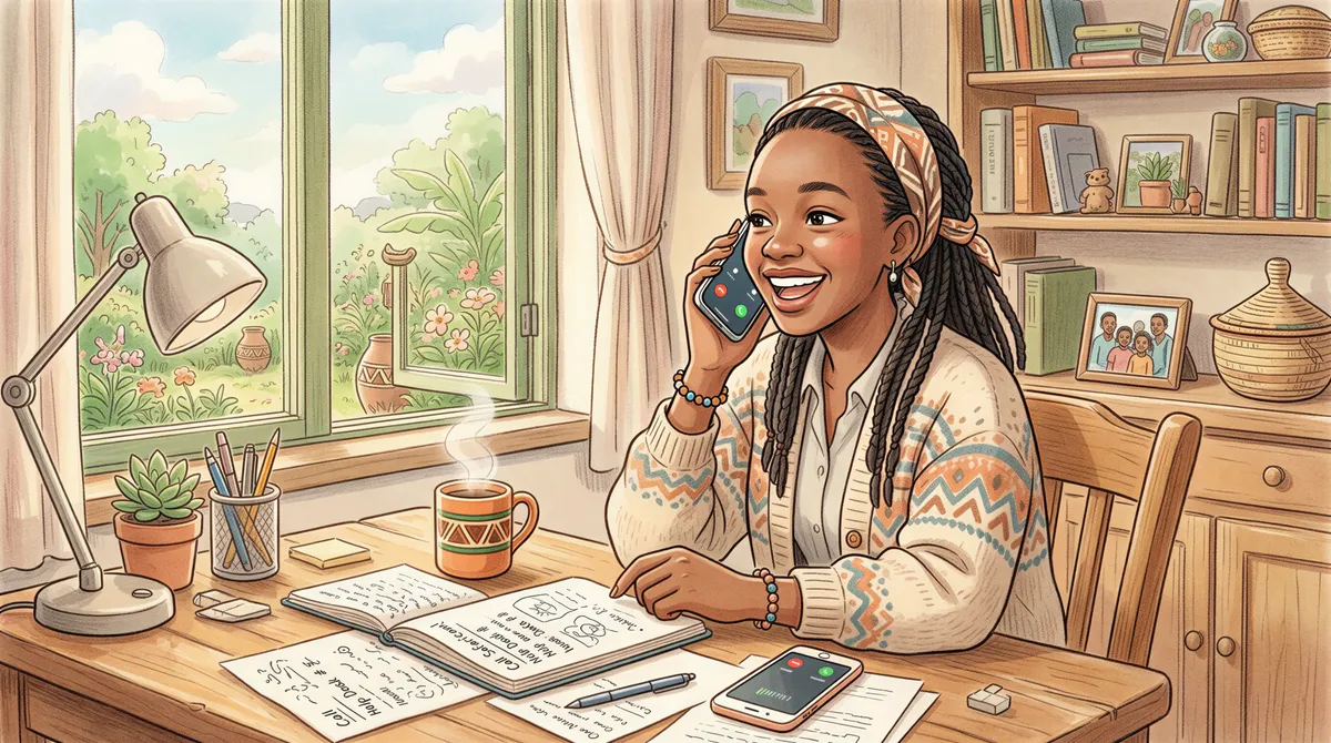 Kenyan citizen making a phone call to customer service instead of visiting the office