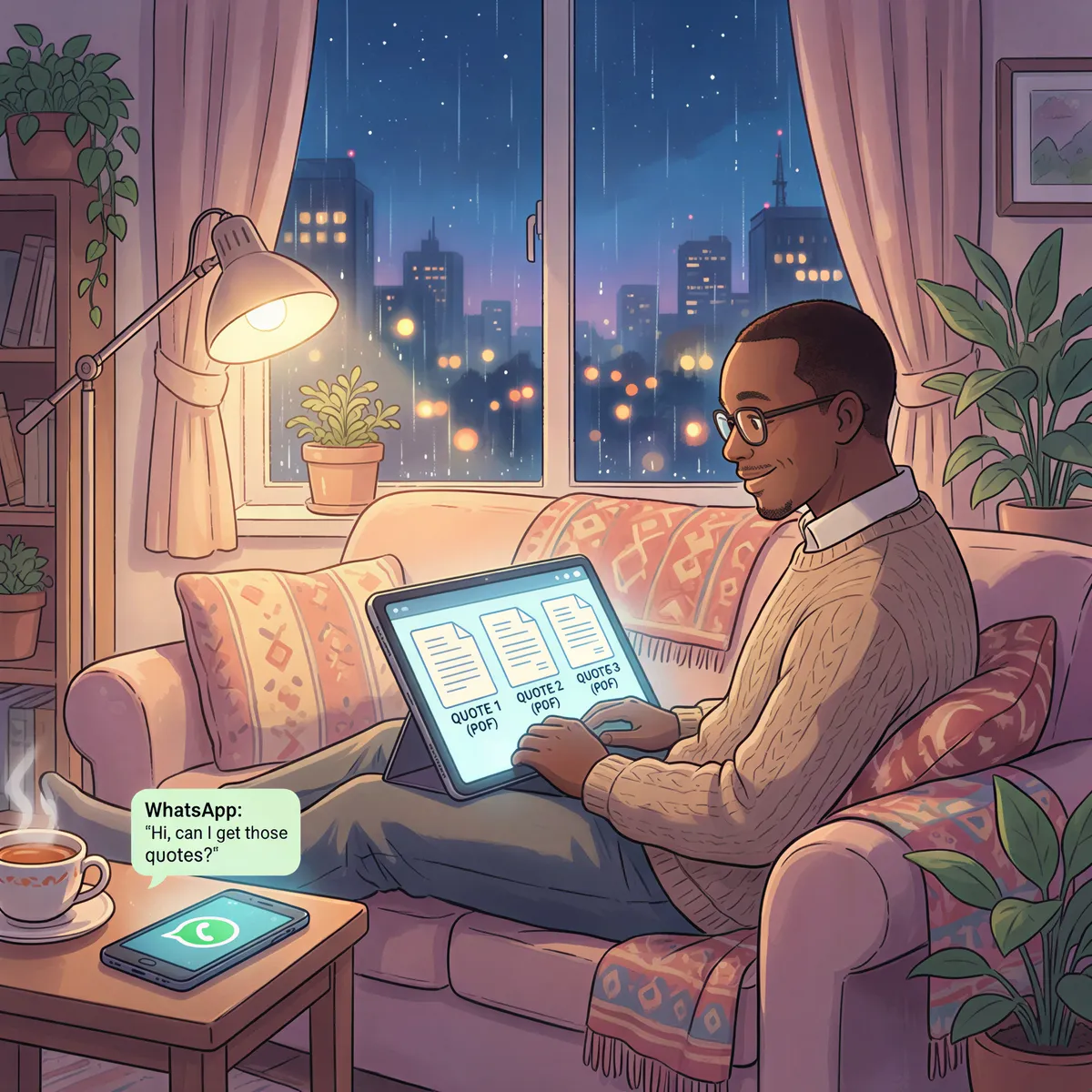 Kenyan broker overwhelmed by multiple quotes at night