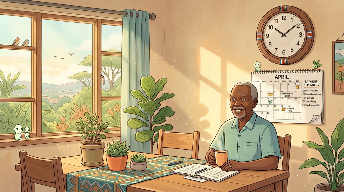 Illustration of reminder timing and schedule in a Kenyan home