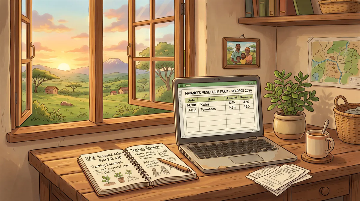 Landlord tracking partial rent payments on a laptop with a notebook